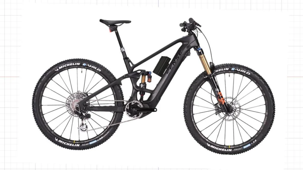 Projeção do Packbooster Mega Hex montado na Sense E-Trail Exalt