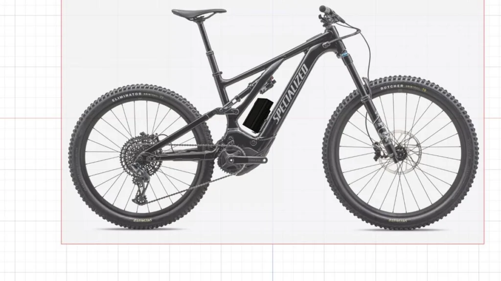Projeção do Packbooster Mega Hex montado na Specialized Turbo Levo